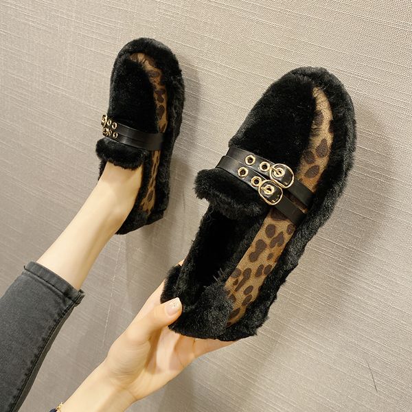leopard belt buckle cotton moccasins woman slip on casual comfy round toe flats plush winter shoes furry femme all match loafers, Black
leopard belt buckle cotton moccasins woman slip on casual comfy round toe flats plush winter shoes furry femme all match loafers, Black