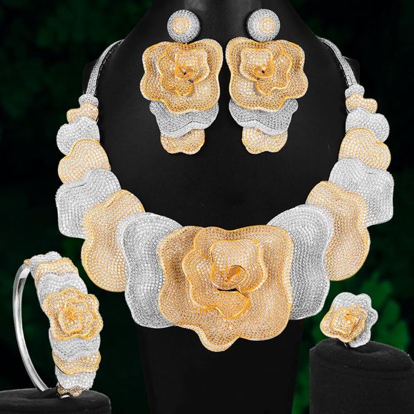 godki 4pcs big fashion flowers africa jewelry set for women wedding party cubic zirconia dubai bridal jewelry 2020, Silver
godki 4pcs big fashion flowers africa jewelry set for women wedding party cubic zirconia dubai bridal jewelry 2020, Silver