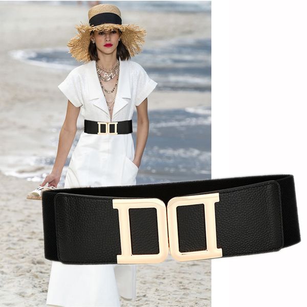 fashion new luxury designer wide elastic genuine leather belt for woman female geometric letter d metal buckle slim effect 100cm, Black;brown
fashion new luxury designer wide elastic genuine leather belt for woman female geometric letter d metal buckle slim effect 100cm, Black;brown