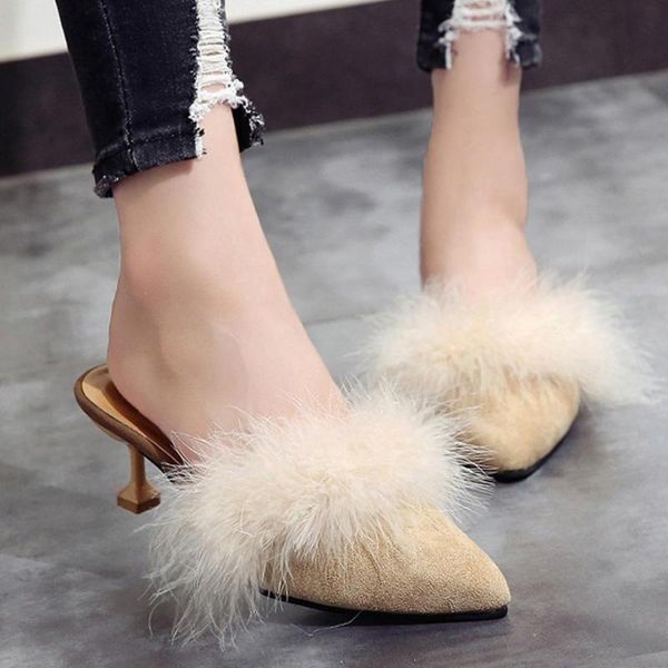 real fur slides 2019 fluffy wholesale bulk women's pointed toe sinlge shoes fashion lazy shoes casual high heeled slippers, Black
real fur slides 2019 fluffy wholesale bulk women's pointed toe sinlge shoes fashion lazy shoes casual high heeled slippers, Black