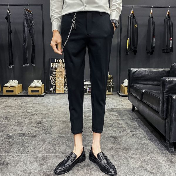 men's suits & blazers 2021 chain decoration business dress pants black classic streetwear casual slim suit singer stage wedding trouser, White;black
men's suits & blazers 2021 chain decoration business dress pants black classic streetwear casual slim suit singer stage wedding trouser, White;black