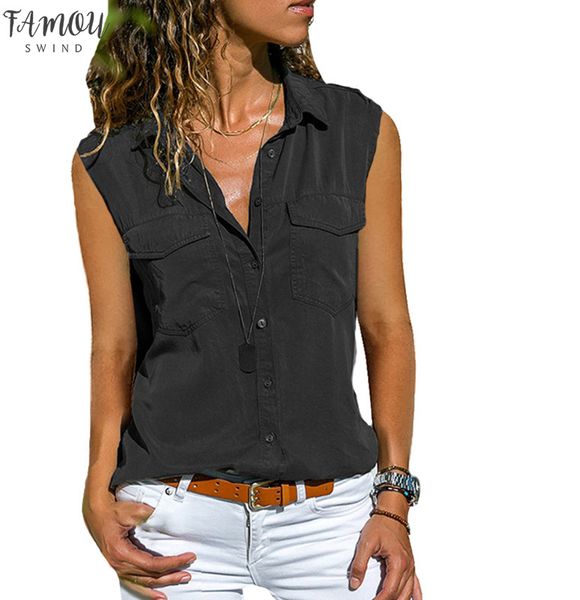 womens clothing summer ladies shirt lapel neck solid color pocket button lapel sleeveless shirt women clothing women shirts, White
womens clothing summer ladies shirt lapel neck solid color pocket button lapel sleeveless shirt women clothing women shirts, White