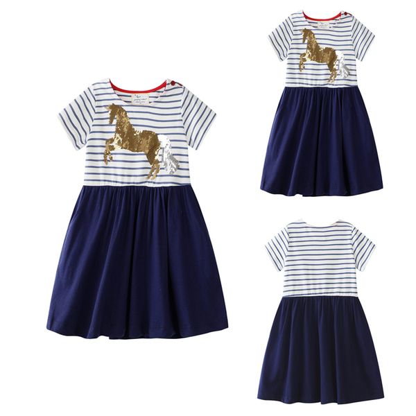unicorn cotton cartoon striped princess dress kids designer clothes girls sequined embroidered dress baby clothing girls dresses dhl fj160, Red;yellow 
unicorn cotton cartoon striped princess dress kids designer clothes girls sequined embroidered dress baby clothing girls dresses dhl fj160, Red;yellow