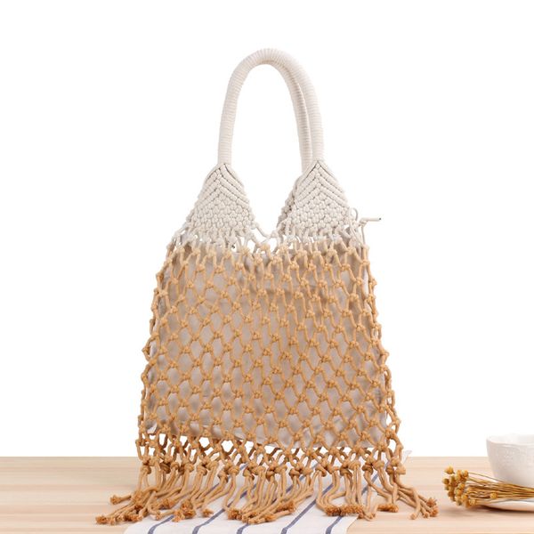 2010 new gradient shoulder woven bag tide girl mori straw bag handmade cotton rope net beach 
2010 new gradient shoulder woven bag tide girl mori straw bag handmade cotton rope net beach