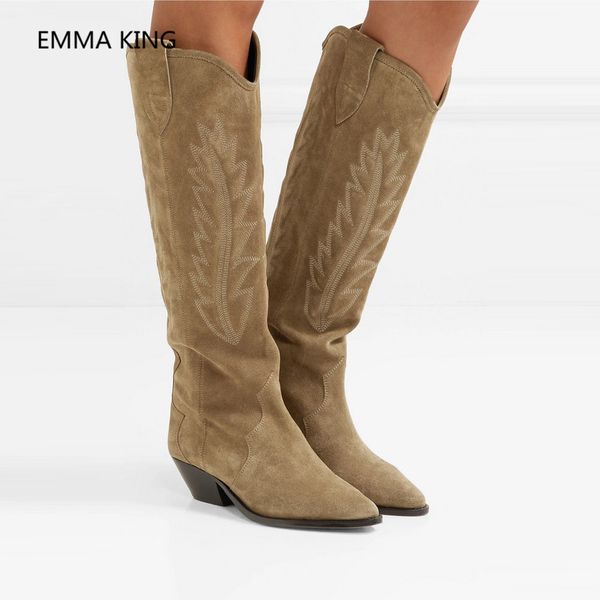 2018 new nude black suede embroidered knee high knight boots women pointed toe spike kitten heels winter long western boots shoe
2018 new nude black suede embroidered knee high knight boots women pointed toe spike kitten heels winter long western boots shoe