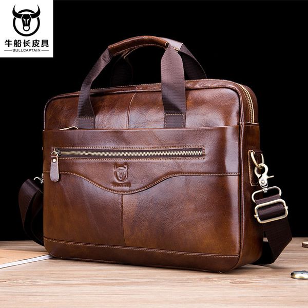 men's leather shoulder slung men's bag multifunctional portable briefcase