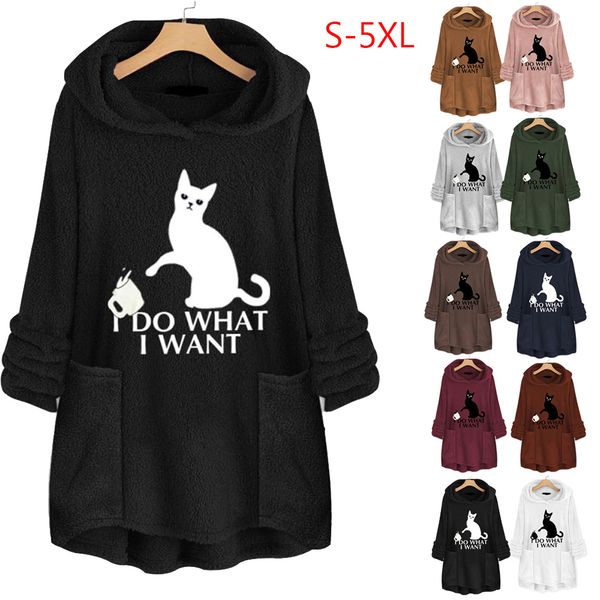 plus size s-5xl autumn winter women plush warm hoodie cat print solid hooded lambs asymmetrical hem pullover with pockets
plus size s-5xl autumn winter women plush warm hoodie cat print solid hooded lambs asymmetrical hem pullover with pockets