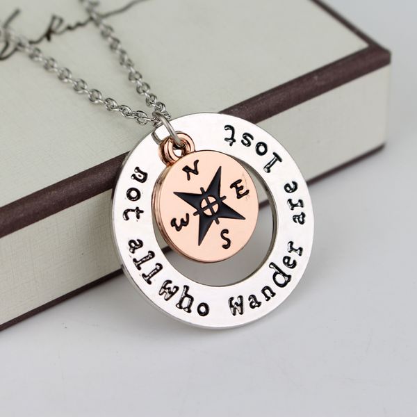 direction round stamped "not all who wander are lost" compass necklace pendant travel male and female jewelry valentine's day, Silver
direction round stamped "not all who wander are lost" compass necklace pendant travel male and female jewelry valentine's day, Silver