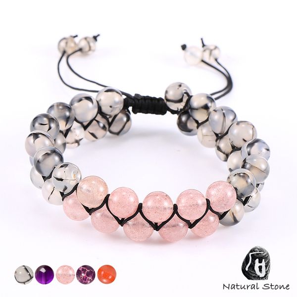 women natural stone bracelet double layer braided 8mm pink quartz purple crystal beads bracelets 2020 fashion jewelry gifts, Golden;silver
women natural stone bracelet double layer braided 8mm pink quartz purple crystal beads bracelets 2020 fashion jewelry gifts, Golden;silver