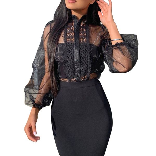 summer casual mesh perspective thin women lace hollow blouse shirt lace long sleeve loose slim button female office 2020, White
summer casual mesh perspective thin women lace hollow blouse shirt lace long sleeve loose slim button female office 2020, White