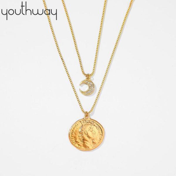 2pcs set zircon moon carved coin necklace multi layer gold coin roman necklace for women boho jewelry statement jewelry, Silver
2pcs set zircon moon carved coin necklace multi layer gold coin roman necklace for women boho jewelry statement jewelry, Silver