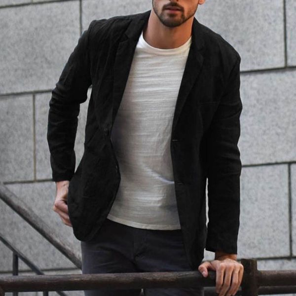 men's slim fit linen blend pocket solid long sleeve suits blazer jacket outwear, White;black
men's slim fit linen blend pocket solid long sleeve suits blazer jacket outwear, White;black