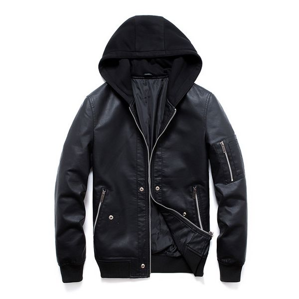 men's fur & faux 2021 leather jacket men knitted hooded pu coats slim fit trend jaqueta de couro masculina, Black
men's fur & faux 2021 leather jacket men knitted hooded pu coats slim fit trend jaqueta de couro masculina, Black