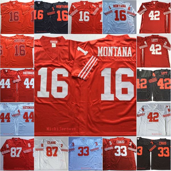 Mens Vintage #16 Joe Montana Football Jersey Stitched #42 Ronnie Lott 33 Roger Craig 44 Tom Rathman 87 Dwight Clark Jersey S-3XL
Mens Vintage #16 Joe Montana Football Jersey Stitched #42 Ronnie Lott 33 Roger Craig 44 Tom Rathman 87 Dwight Clark Jersey S-3XL