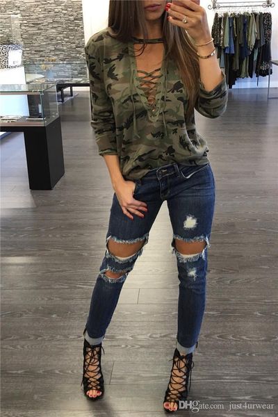 camouflage bandages design womens long sleeve t-shirts deep v-neck tshirts spring autumn casual tshirts womens, White
camouflage bandages design womens long sleeve t-shirts deep v-neck tshirts spring autumn casual tshirts womens, White