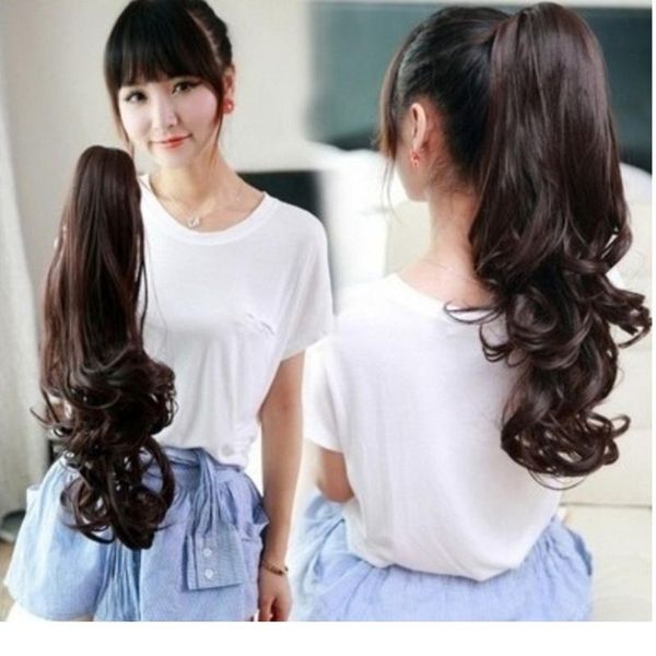 clip-on ponytail - long wavy wrap around clip in ponytail hair extension for women multi color curly clip claw on hair tail, Brown
clip-on ponytail - long wavy wrap around clip in ponytail hair extension for women multi color curly clip claw on hair tail, Brown