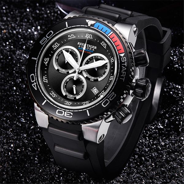 

reef tiger/rt sport watch men resistant waterproof fashion quartz watches clock relogio masculino rga3168, Slivery;brown