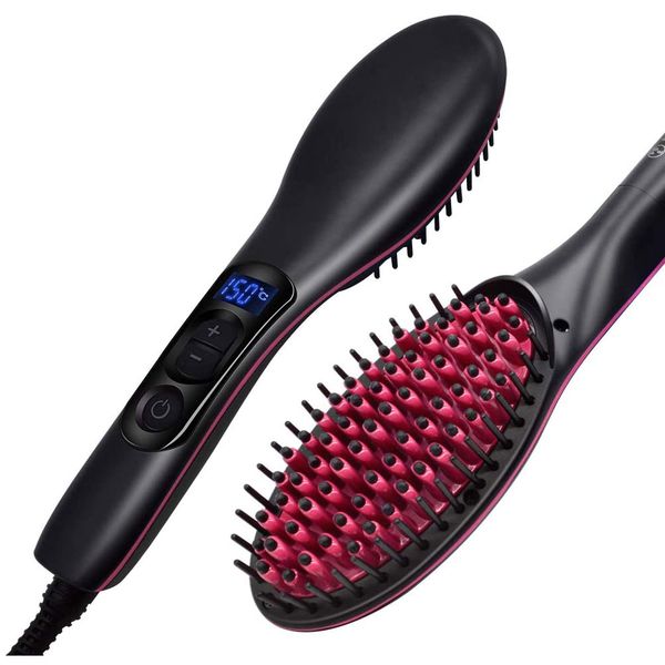 hair straightener brush, ceramic heating negative ionic hair straightening brush time-saving hair styling tool with 30 levels of temperature, Black
hair straightener brush, ceramic heating negative ionic hair straightening brush time-saving hair styling tool with 30 levels of temperature, Black