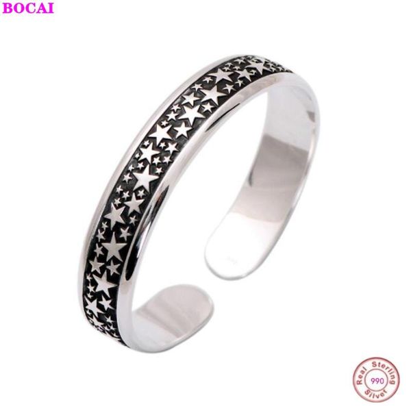 bocai s999 pure silver bracelet for men and women thai silver craft hand carved pentagram star retro opening bracelet, Black
bocai s999 pure silver bracelet for men and women thai silver craft hand carved pentagram star retro opening bracelet, Black