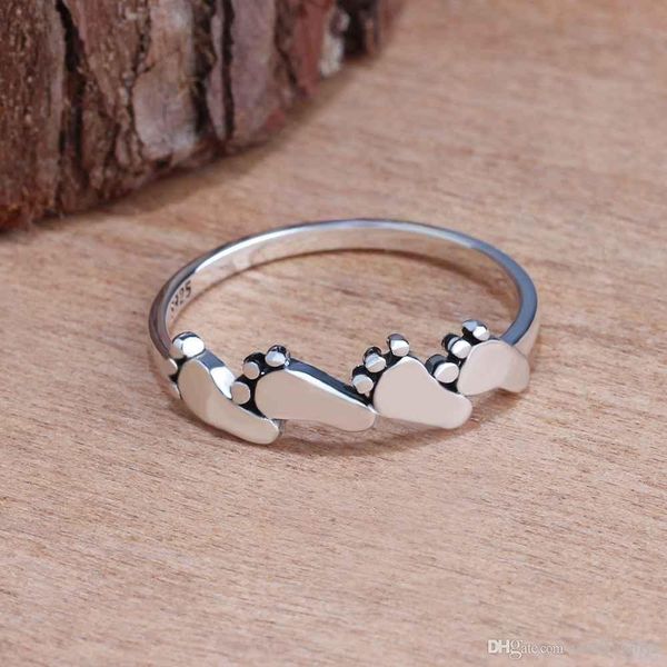 925 sterling silver ring four-foot footprint ring simple retro female wedding daily jewelry girl's gift size 5-12
925 sterling silver ring four-foot footprint ring simple retro female wedding daily jewelry girl's gift size 5-12