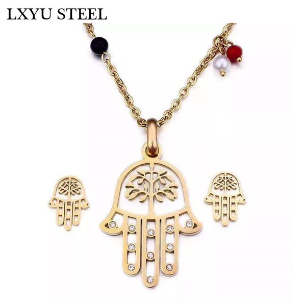 new stainless steel cz palm necklace earrings set jewelry set european and american accessories jewelry tree christmas gift, Silver
new stainless steel cz palm necklace earrings set jewelry set european and american accessories jewelry tree christmas gift, Silver