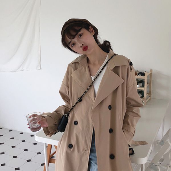 loose women trench coats 2019 solid khaki trench coat vintage double breasted sashes women's windbreakers coat female autumn, Tan;black
loose women trench coats 2019 solid khaki trench coat vintage double breasted sashes women's windbreakers coat female autumn, Tan;black