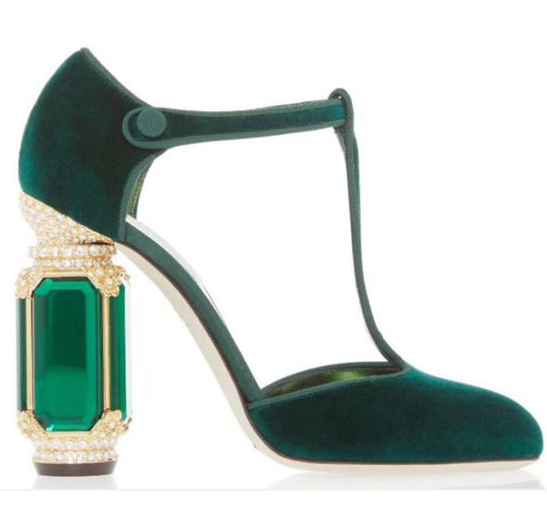 carpaton fashion round toe t-strap high heel shoes vintage velvet crystal thick heels woman pumps buckle strap party dress shoes, Black
carpaton fashion round toe t-strap high heel shoes vintage velvet crystal thick heels woman pumps buckle strap party dress shoes, Black