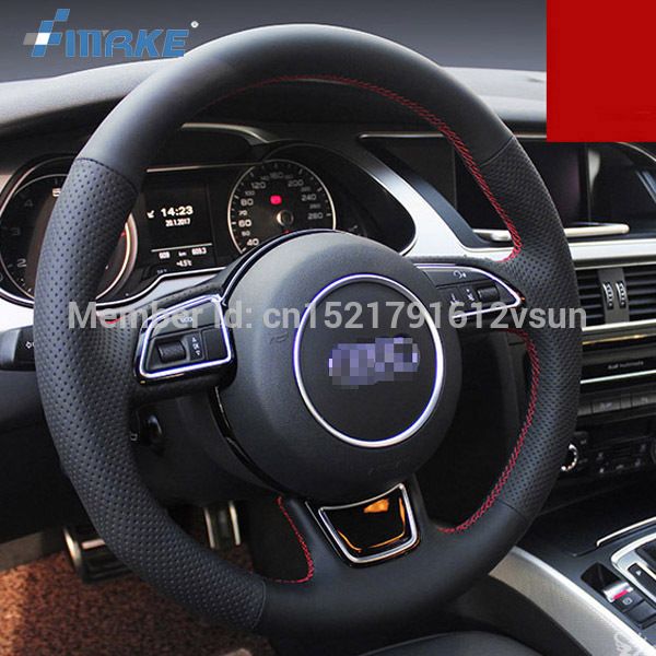 for audi a4 hand-stitched anti-slip black leather red thread diy steering wheel cover
for audi a4 hand-stitched anti-slip black leather red thread diy steering wheel cover