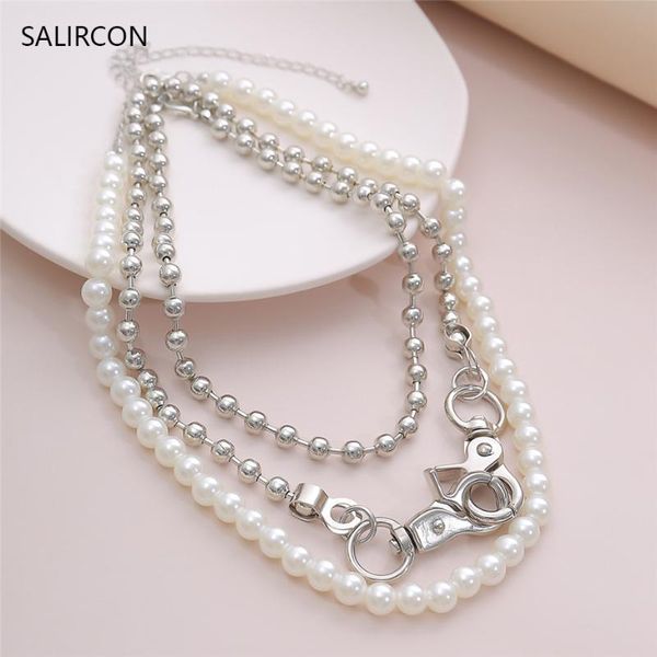 salircon punk imitation pearl choker necklaces gothic multi layer beads chain chunky necklace collier for women men jewelry gift, Golden;silver
salircon punk imitation pearl choker necklaces gothic multi layer beads chain chunky necklace collier for women men jewelry gift, Golden;silver