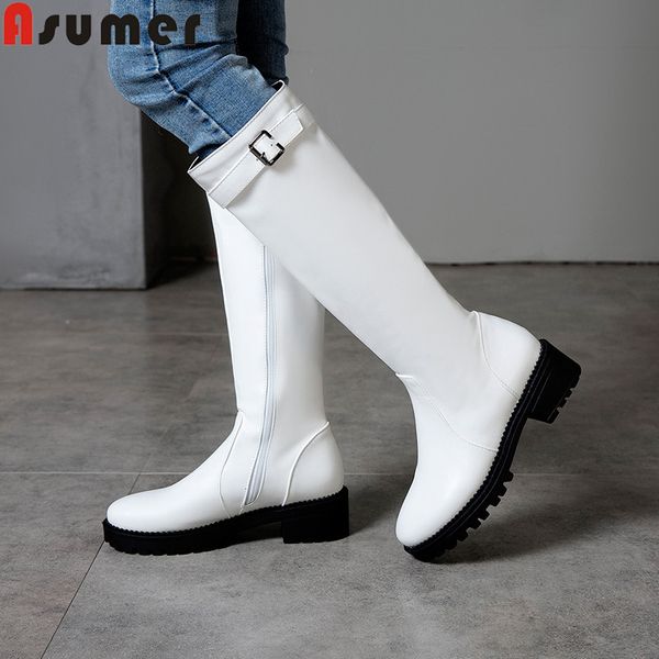 asumer 2020 new knee high boots women round toe zip autumn winter boots med heels ladies prom big size 34-43, Black 
asumer 2020 new knee high boots women round toe zip autumn winter boots med heels ladies prom big size 34-43, Black