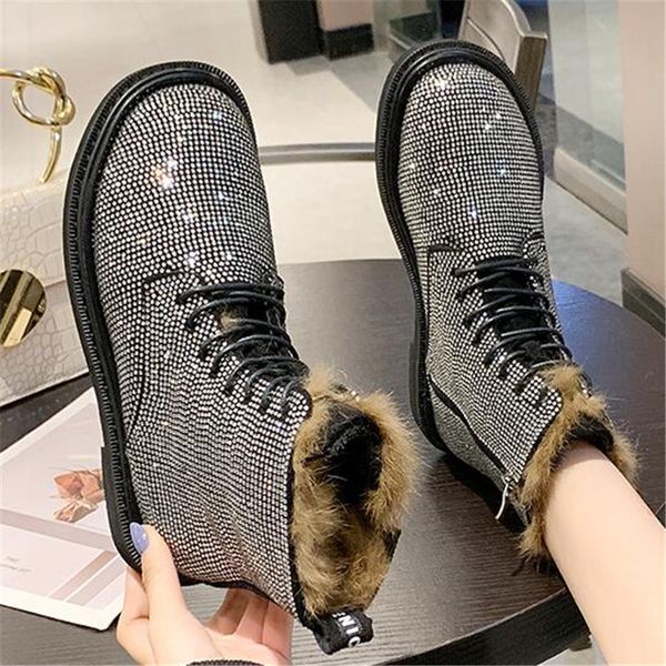 fashion crystal women ankle boots rhinestones plush warm snow boots woman zip round toe party motorcycle for females, Black
fashion crystal women ankle boots rhinestones plush warm snow boots woman zip round toe party motorcycle for females, Black