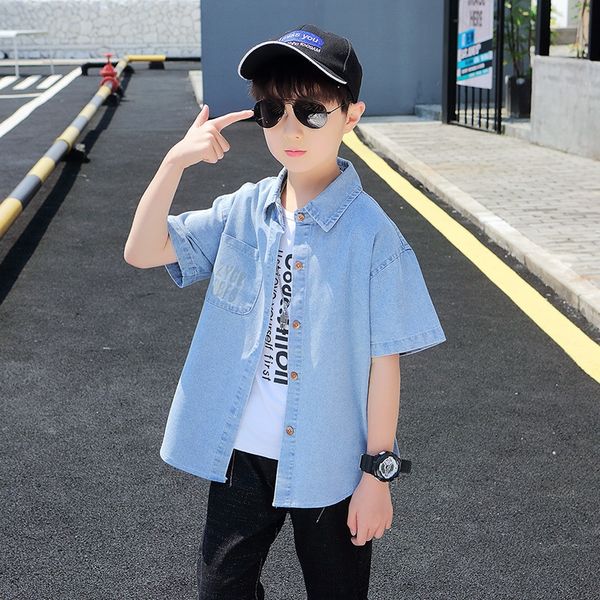 wear summer children's clothing 2020 handsome big boy short sleeve shirt children's denim short sleeve shirt, White;black
wear summer children's clothing 2020 handsome big boy short sleeve shirt children's denim short sleeve shirt, White;black