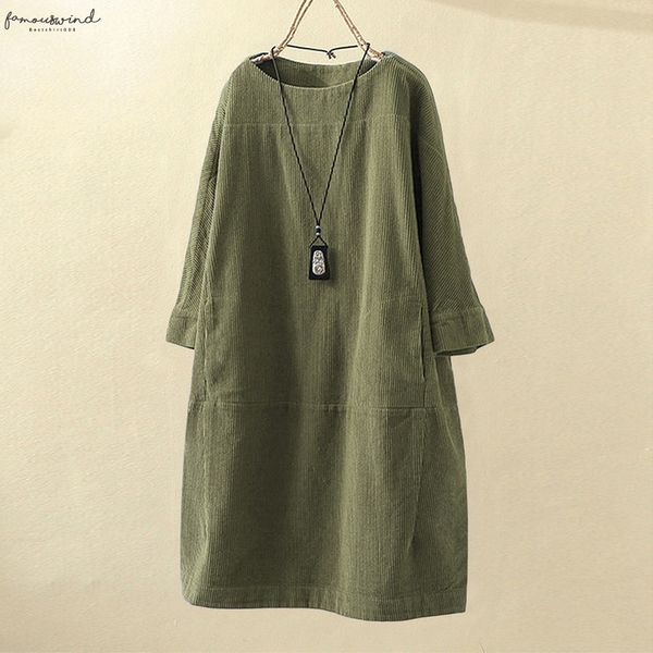 women vintage pockets corduroy solid color dress long sleeve loose casual plus size 5xl dress ropa mujer jurken grote maten @45, Black;gray
women vintage pockets corduroy solid color dress long sleeve loose casual plus size 5xl dress ropa mujer jurken grote maten @45, Black;gray
