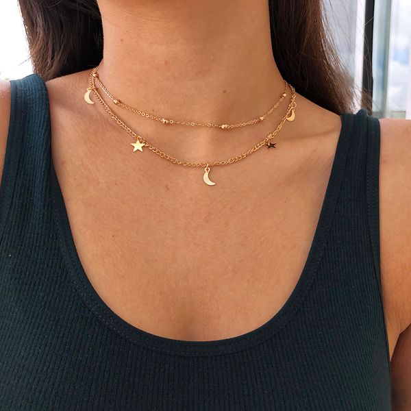 boho star moon multi layer pendant necklace for women 2018 bohemian flower necklaces vintage fashion collar costume jewelry, Golden;silver
boho star moon multi layer pendant necklace for women 2018 bohemian flower necklaces vintage fashion collar costume jewelry, Golden;silver