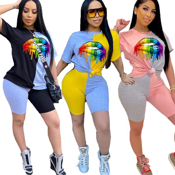 women color block patchwork 2 piece outfits rainbow lips designer tracksuit big lips t-shirt pullover + shorts sport suit d52207cz, Gray
women color block patchwork 2 piece outfits rainbow lips designer tracksuit big lips t-shirt pullover + shorts sport suit d52207cz, Gray