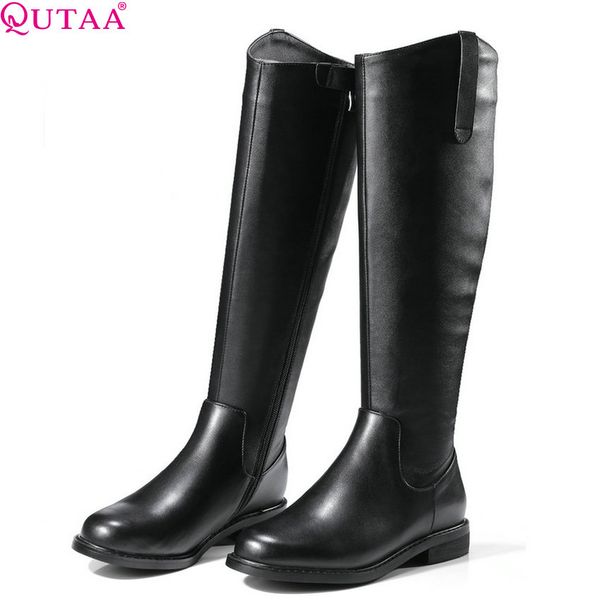 qutaa 2019 women knee high boots winter shoes cow leather+pu square low heel elegant women motorcycle boots big size 34-39, Black
qutaa 2019 women knee high boots winter shoes cow leather+pu square low heel elegant women motorcycle boots big size 34-39, Black