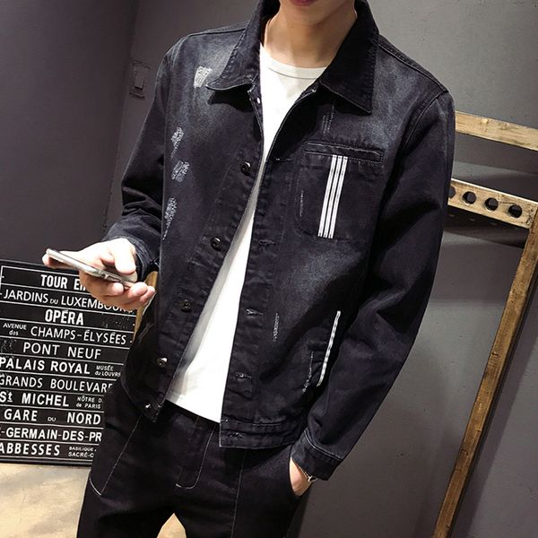 spring and autumn 2020 fashion men's casual brand denim jacket ripped hole korean loose handsome trendy clothes teenagers coat, Black;brown
spring and autumn 2020 fashion men's casual brand denim jacket ripped hole korean loose handsome trendy clothes teenagers coat, Black;brown