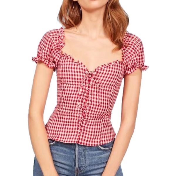 womens blouses and crop 2020 elegant retro vintage 50s ruffle short sleeve summer casual women red black plaid blouse, White
womens blouses and crop 2020 elegant retro vintage 50s ruffle short sleeve summer casual women red black plaid blouse, White