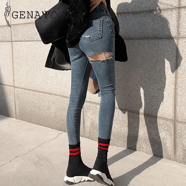 genayooa jeans woman streetwear korean style women skinny ripped jeans for women vintage denim pencil pants 2019, Blue
genayooa jeans woman streetwear korean style women skinny ripped jeans for women vintage denim pencil pants 2019, Blue