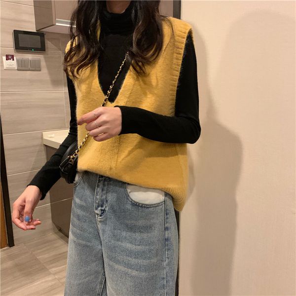 sweater women's new chic fashion style lazy and comfortable pattern sleeveless vest for youth and girls loose graceful dress, Black;white
sweater women's new chic fashion style lazy and comfortable pattern sleeveless vest for youth and girls loose graceful dress, Black;white