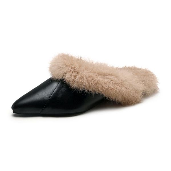 2019 winter women's shoes slippers fur cover toe casual fashion flat heels all-match mules 35-40, Black
2019 winter women's shoes slippers fur cover toe casual fashion flat heels all-match mules 35-40, Black