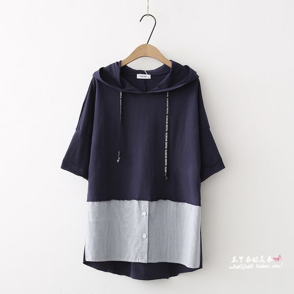 japanese-style mori girl line college style hipster stripes joint hooded short sleeve hoodie women's dress, Black
japanese-style mori girl line college style hipster stripes joint hooded short sleeve hoodie women's dress, Black