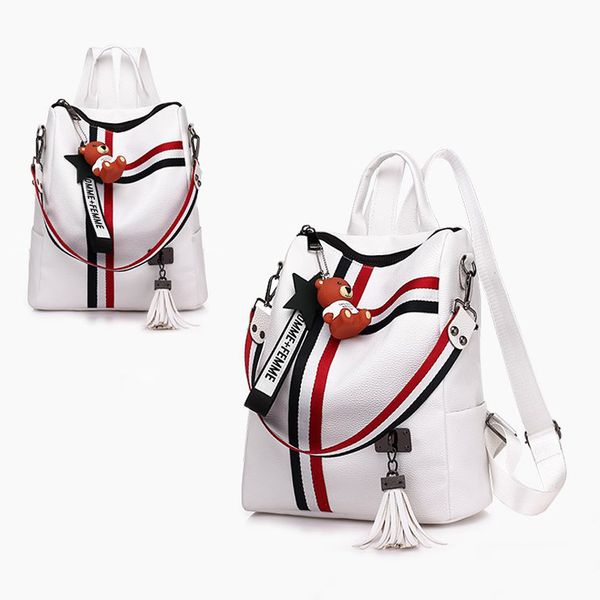 black&white double shoulder bag zipper female tassel backpacks leather school bag women girls travel bags
black&white double shoulder bag zipper female tassel backpacks leather school bag women girls travel bags