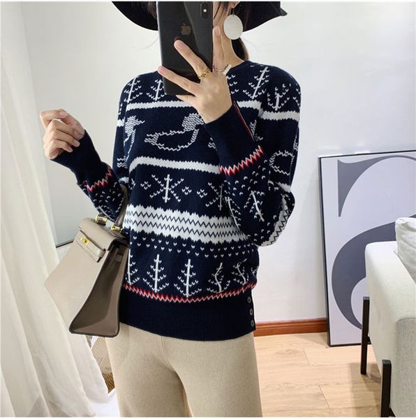 tb pattern hook flower split button knitted sweater long sleeve long round neck tight elastic designer brand casual women's sweater, White;black
tb pattern hook flower split button knitted sweater long sleeve long round neck tight elastic designer brand casual women's sweater, White;black
