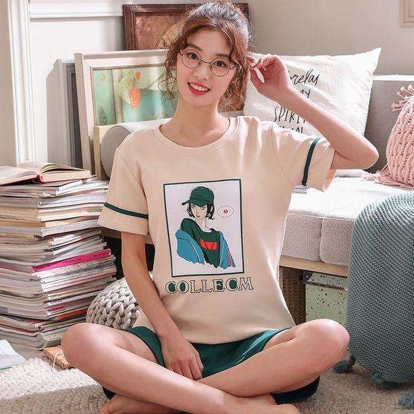 pijama cotton pajamas set women pyjamas comfortable sleepwear girl short sleeved household suit female clothing set 2020, Black;red
pijama cotton pajamas set women pyjamas comfortable sleepwear girl short sleeved household suit female clothing set 2020, Black;red