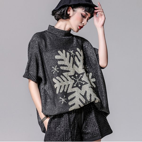 fashion tide autumn and winter new casual fashion women loose plus solid color snowflake pattern short-sleeved sweater tc729, White;black
fashion tide autumn and winter new casual fashion women loose plus solid color snowflake pattern short-sleeved sweater tc729, White;black