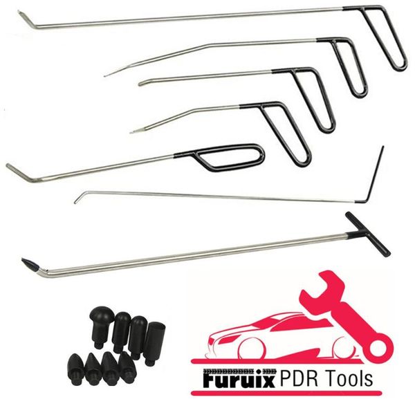 

furuix pdr dent removal rods tools dent repair kit 6 pcs rod hook c & tap down with 1pc r1 push hooks