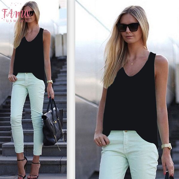 womens clothing new womens solid color sleeveless v neck slim summer chiffon blouse blusas mujer de moda 2020, White
womens clothing new womens solid color sleeveless v neck slim summer chiffon blouse blusas mujer de moda 2020, White