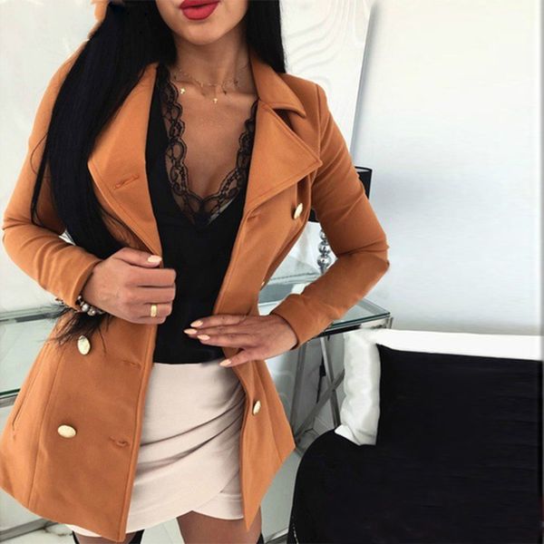 women autumn streetwear classy solid double breasted turn-down collar woolen coat elegant workwear, Black
women autumn streetwear classy solid double breasted turn-down collar woolen coat elegant workwear, Black