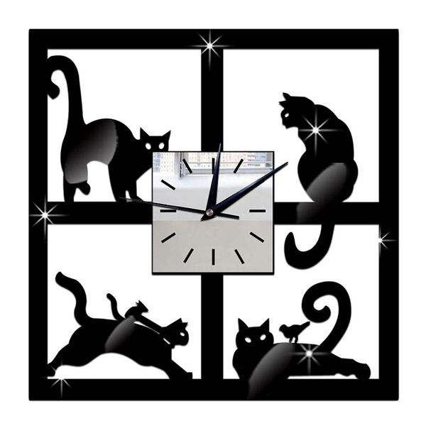 3d unique cat mirror black wall clock modern design home environmentally friendly crystal decoration
3d unique cat mirror black wall clock modern design home environmentally friendly crystal decoration